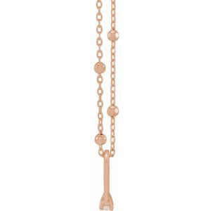 14K Rose Gold .03 CT Natural Diamond Tiny Solitaire Ring 18" Necklace