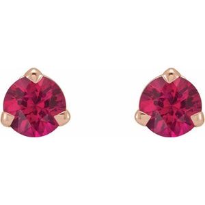14K Rose Gold 3 mm Natural Ruby Earrings – image 2