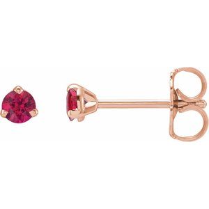 14K Rose Gold 3 mm Natural Ruby Earrings