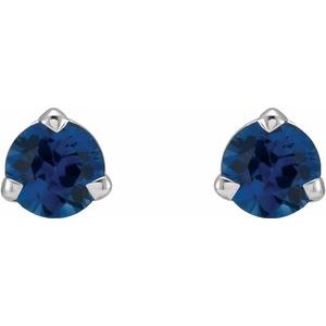 14K White Gold 3 mm Natural Blue Sapphire Earrings – image 2