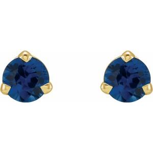 14K Yellow Gold 3 mm Natural Blue Sapphire Earrings – image 2