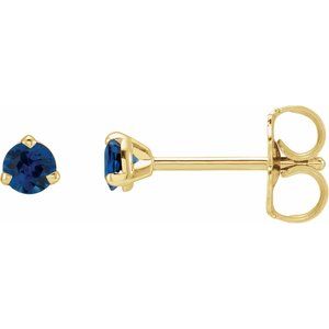 14K Yellow Gold 3 mm Natural Blue Sapphire Earrings