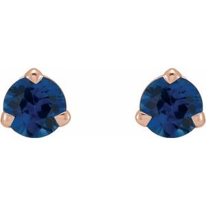 14K Rose Gold 3 mm Natural Blue Sapphire Earrings – image 2