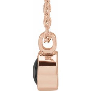 14K Rose Gold Natural Black Onyx Bezel-Set 16-18" Necklace