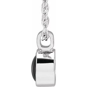 Platinum Natural Black Onyx Bezel-Set 16-18" Necklace
