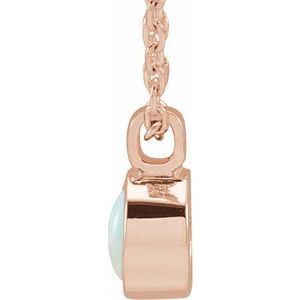 14K Rose Gold Natural White Opal Bezel-Set 16-18" Necklace