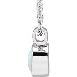 14K White Gold Natural White Opal Bezel-Set 16-18" Necklace