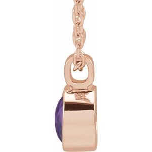 14K Rose Gold Natural Amethyst Bezel-Set 16-18" Necklace