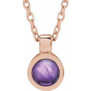 14K Rose Gold Natural Amethyst Bezel-Set 16-18" Necklace