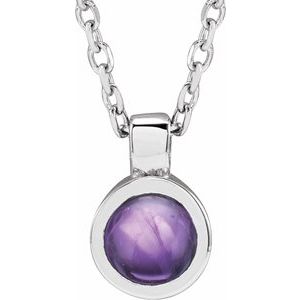 Sterling Silver Natural Amethyst Bezel-Set 16-18" Necklace