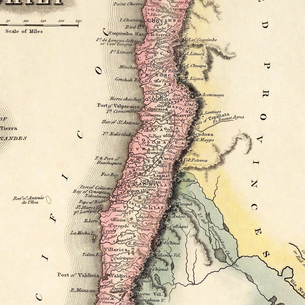 Vintage Map of Chile 1823