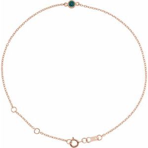 14K Rose Gold Lab-Grown Alexandrite Bezel-Set Solitaire 6 1/2-7 1/2" Bracelet