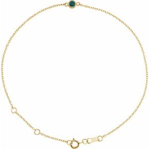 14K Yellow Gold Lab-Grown Alexandrite Bezel-Set Solitaire 6 1/2-7 1/2" Bracelet
