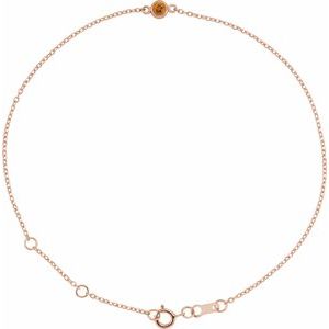 14K Rose Natural Citrine Bezel-Set Solitaire 6 1/2-7 1/2" Bracelet