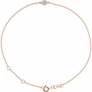 14K Rose Gold 1/10 CT Natural Diamond 6 1/2-7 1/2" Bracelet
