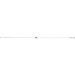 Sterling Silver Natural Emerald Bezel-Set Solitaire 6 1/2-7 1/2" Bracelet