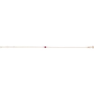 14K Rose Gold Natural Ruby Bezel-Set Solitaire 6 1/2-7 1/2" Bracelet