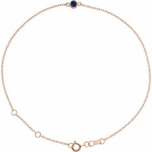14K Rose Gold Natural Blue Sapphire Bezel-Set Solitaire 6 1/2-7 1/2" Bracelet