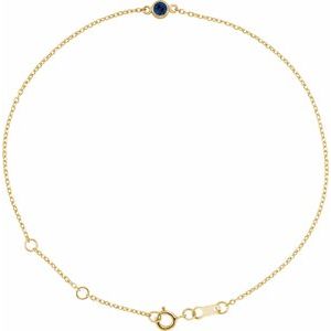 14K Yellow Gold Natural Blue Sapphire Bezel-Set Solitaire 6 1/2-7 1/2" Bracelet