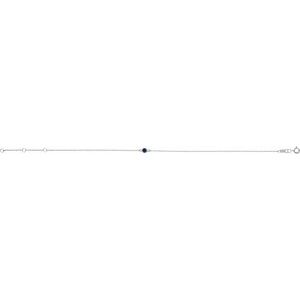 14K White Gold Natural Blue Sapphire Bezel-Set Solitaire 6 1/2-7 1/2" Bracelet