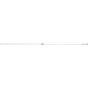 14K White Natural Blue Zircon Bezel-Set Solitaire 6 1/2-7 1/2" Bracelet