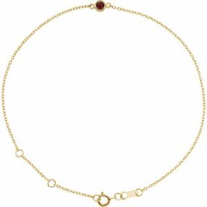 14K Yellow Gold Natural Mozambique Garnet Bezel-Set Solitaire 6 1/2-7 1/2" Bracelet