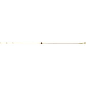 14K Yellow Gold Natural Mozambique Garnet Bezel-Set Solitaire 6 1/2-7 1/2" Bracelet