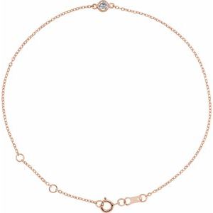 14K Rose Gold Natural White Sapphire Bezel-Set Solitaire 6 1/2-7 1/2" Bracelet
