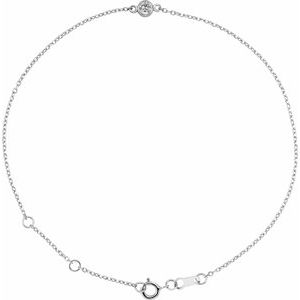 14K White Natural White Sapphire Bezel-Set Solitaire 6 1/2-7 1/2" Bracelet