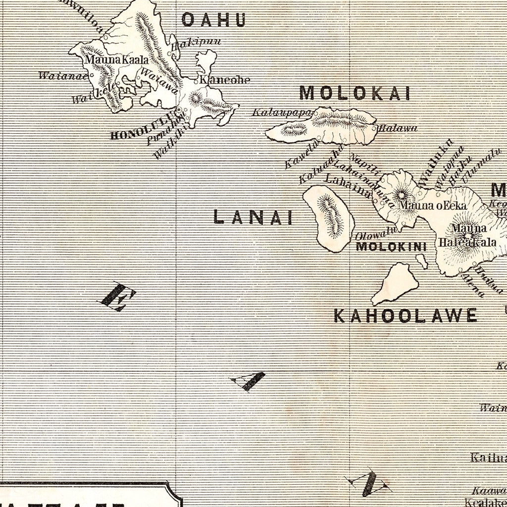 Vintage Map of Hawaii 1848