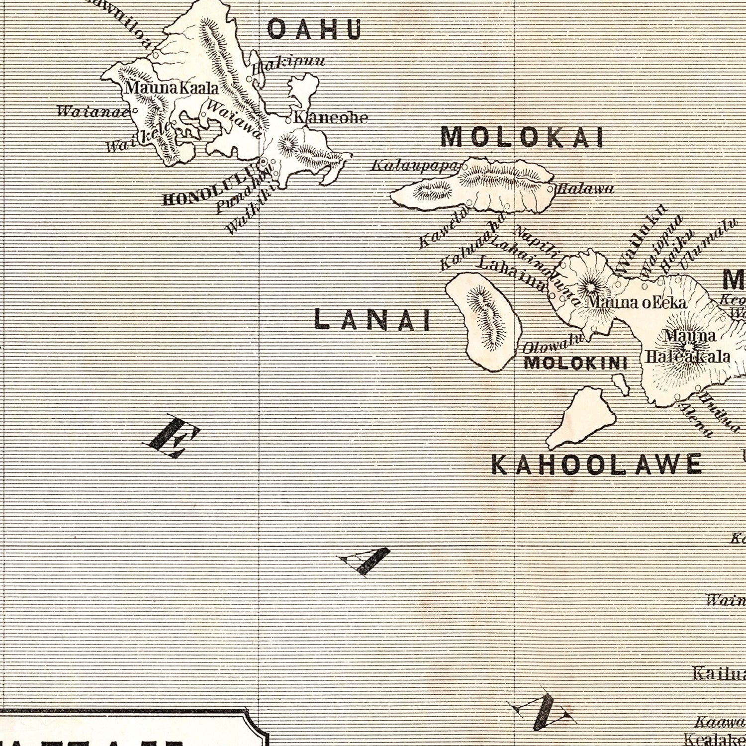 Vintage Map of Hawaii 1848