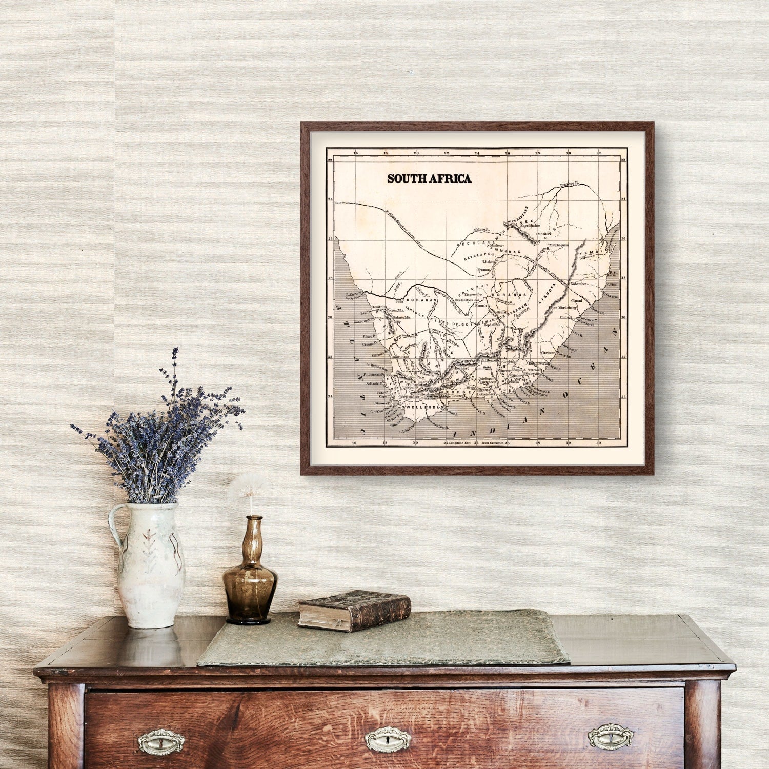 Vintage Map of South Africa, 1848