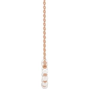 14K Rose Gold Cultured White Freshwater Pearl Bar 18" Necklace