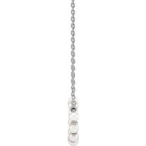 14K White Gold Cultured White Freshwater Pearl Bar 18" Necklace