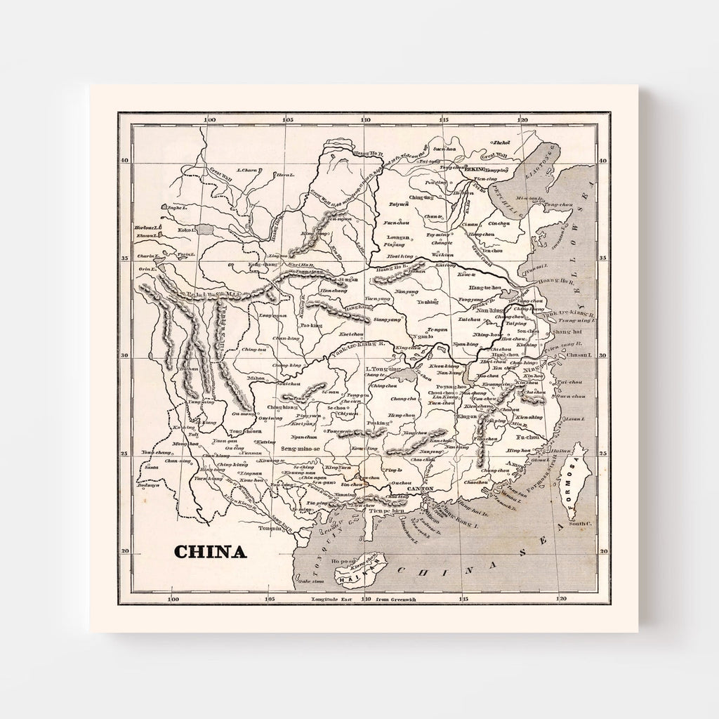 Vintage Map of China 1848