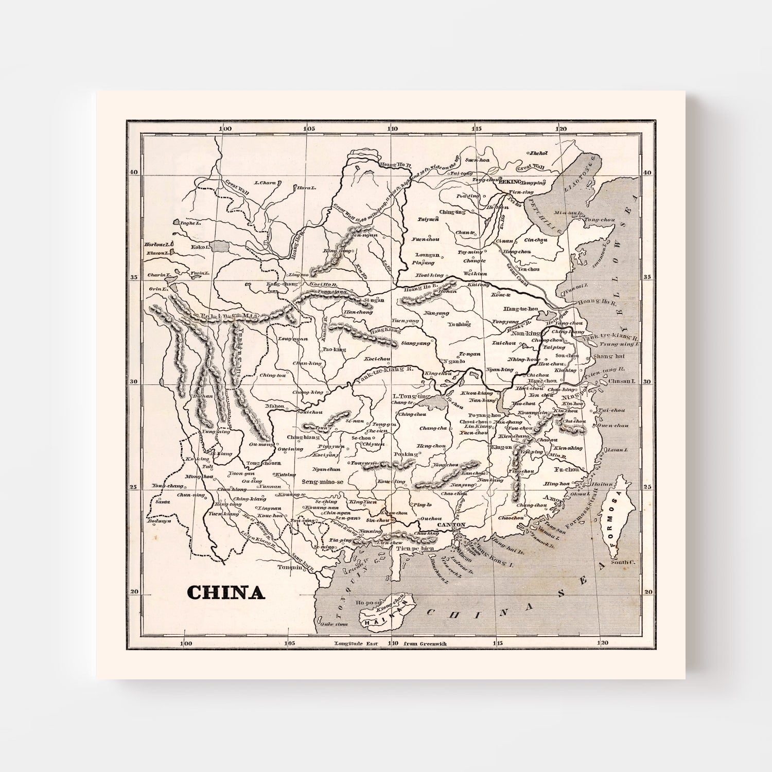 Vintage Map of China 1848