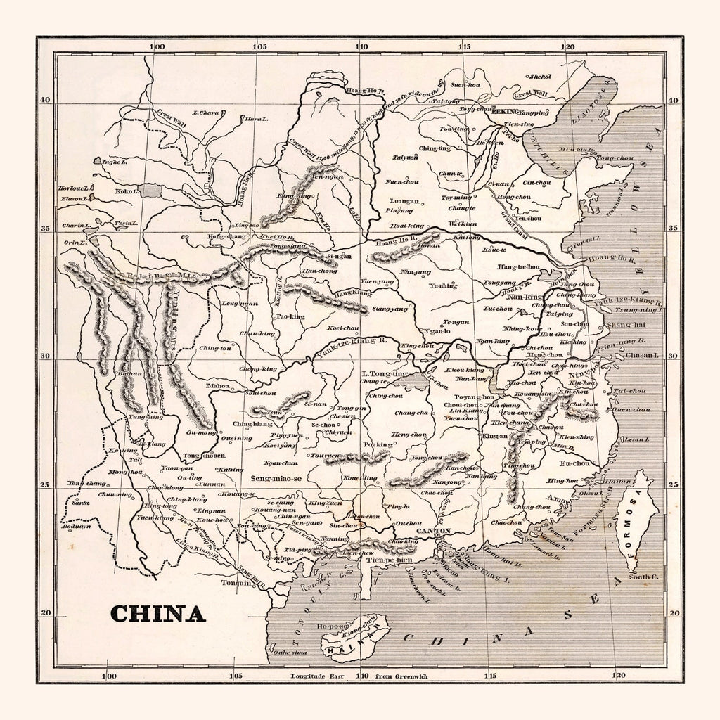 Vintage Map of China 1848