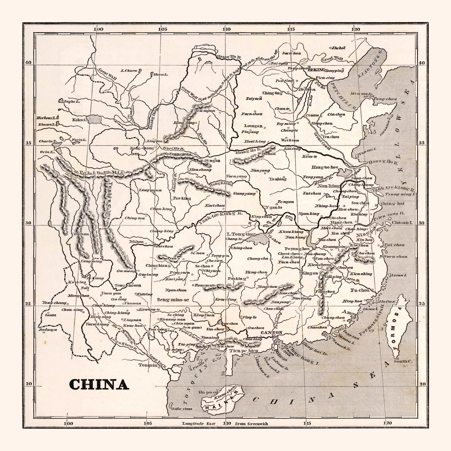 Vintage Map of China 1848