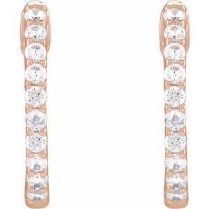 14K Rose Gold 1/2 CTW Natural Diamond Inside-Outside Hinged 14.5 mm Hoop Earrings – image 3