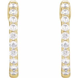 14K Yellow Gold Vermeil 1/2 CTW Lab-Grown Diamond Inside-Outside 14.5 mm Hoop Earrings – image 3