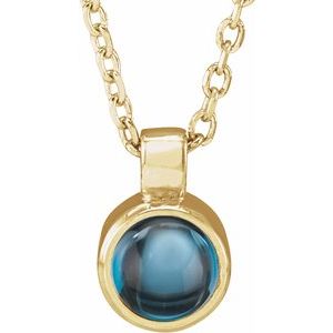 14K Yellow Gold Natural London Blue Topaz Bezel-Set 16-18" Necklace