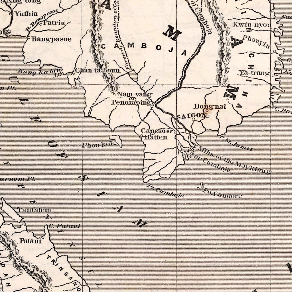 Vintage Map of Thailand 1848
