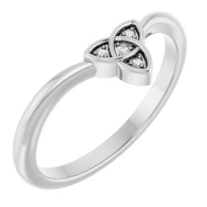 14K White .01 CTW Natural Diamond Trinity Contour Band