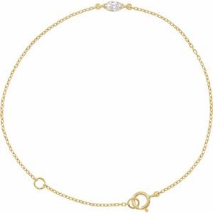 14K Yellow Gold 1/4 CT Lab-Grown Diamond 6 1/2-7 1/2" Bracelet