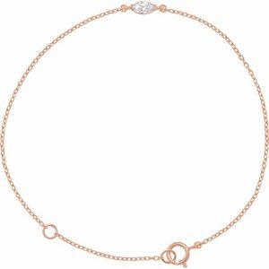 14K Rose Gold 1/4 CT Lab-Grown Diamond 6 1/2-7 1/2" Bracelet