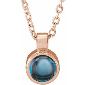 14K Rose Gold Natural London Blue Topaz Bezel-Set 16-18" Necklace