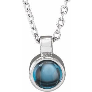 Platinum Natural London Blue Topaz Bezel-Set 16-18" Necklace