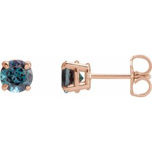 14K Rose Gold Lab-Grown Alexandrite Earrings