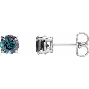 Sterling Silver Lab-Grown Alexandrite Earrings