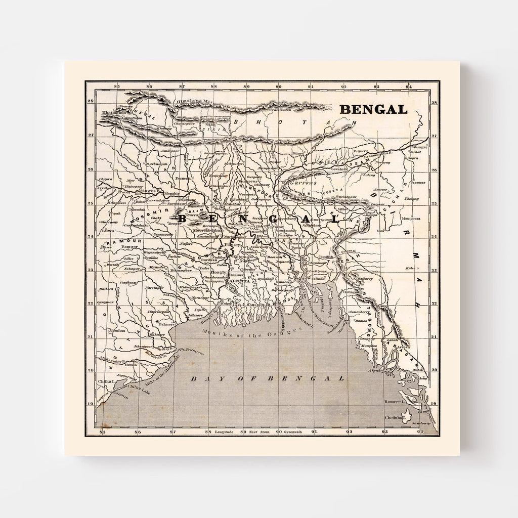 Vintage Map of Bengal, 1848